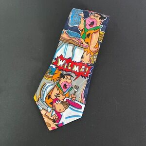 Vintage 1993 Hanna Barbera The Flintstones Fred Wilma Cartoon Necktie